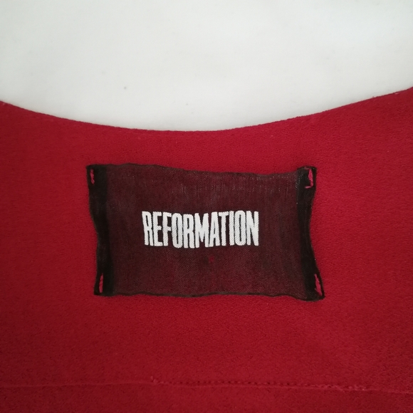 Reformation Orchid Front Tie Wrap Cutout Maxi Dress Red Flutter Sleeves Size 12 - Picture 15 of 17